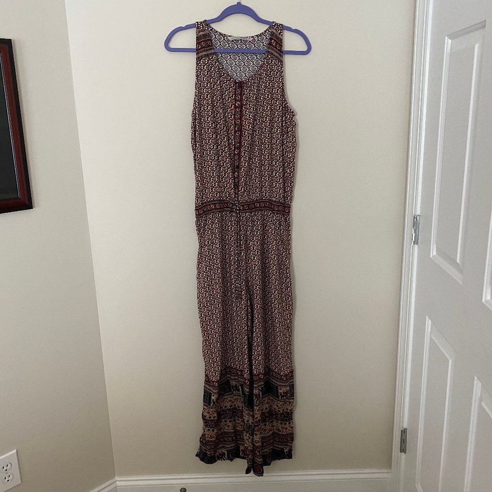 patterned sleeveless jumpsuit